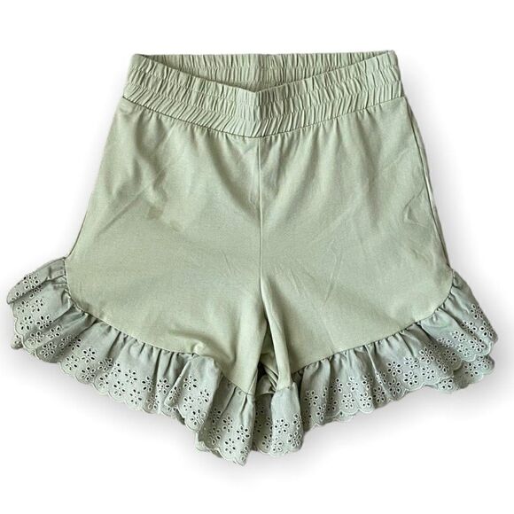 Vero Moda Nordstrom Womens Sage Green Shorts Lace Trim SZ XS NWT - Picture 1 of 11